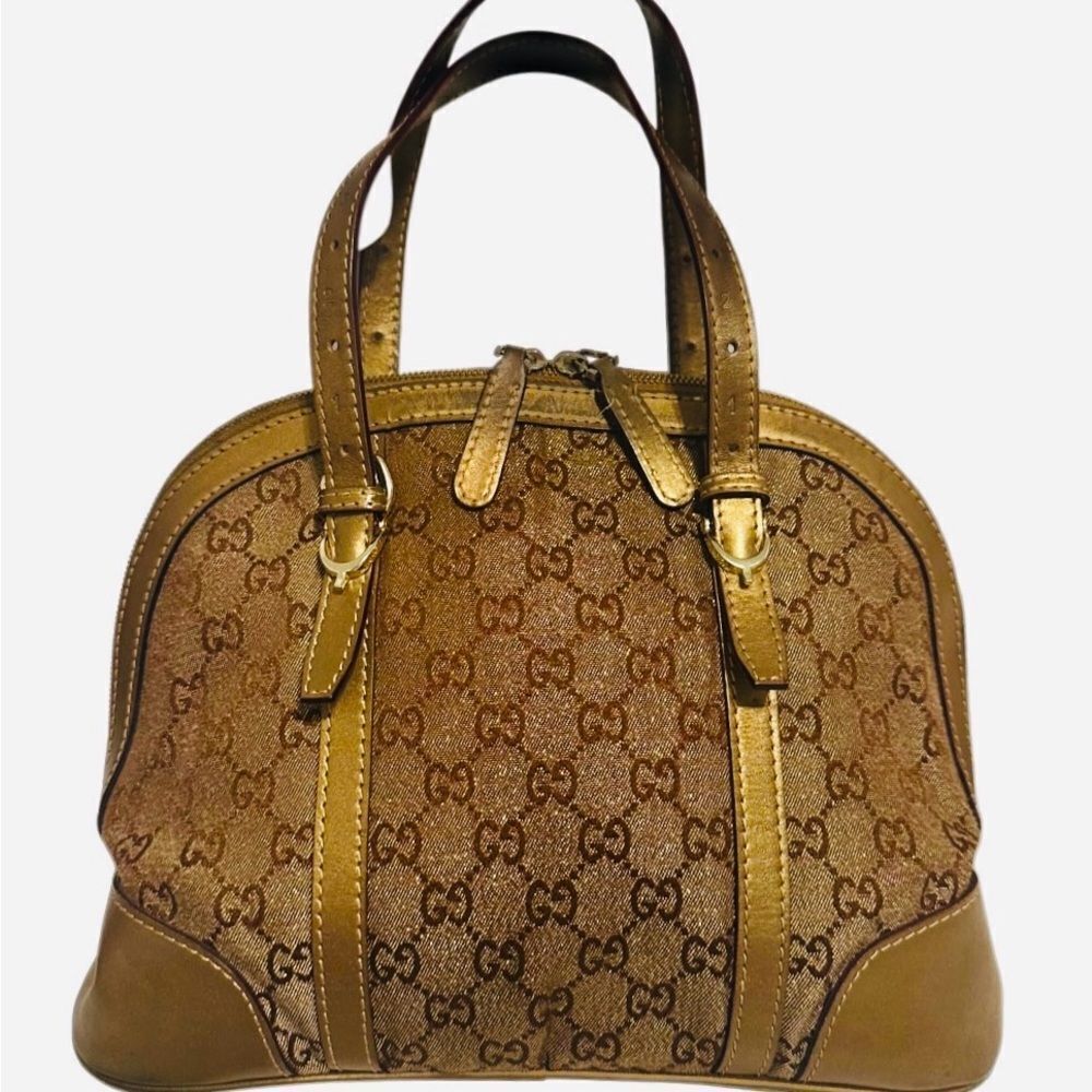 Gucci Brown Shoulder Bag with Leather Trim - Picture 2 of 11